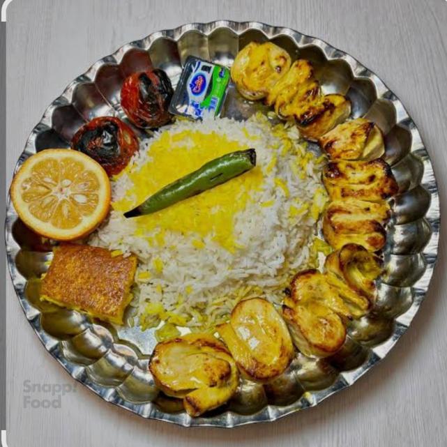  چلو جوجه کباب حلزونی 